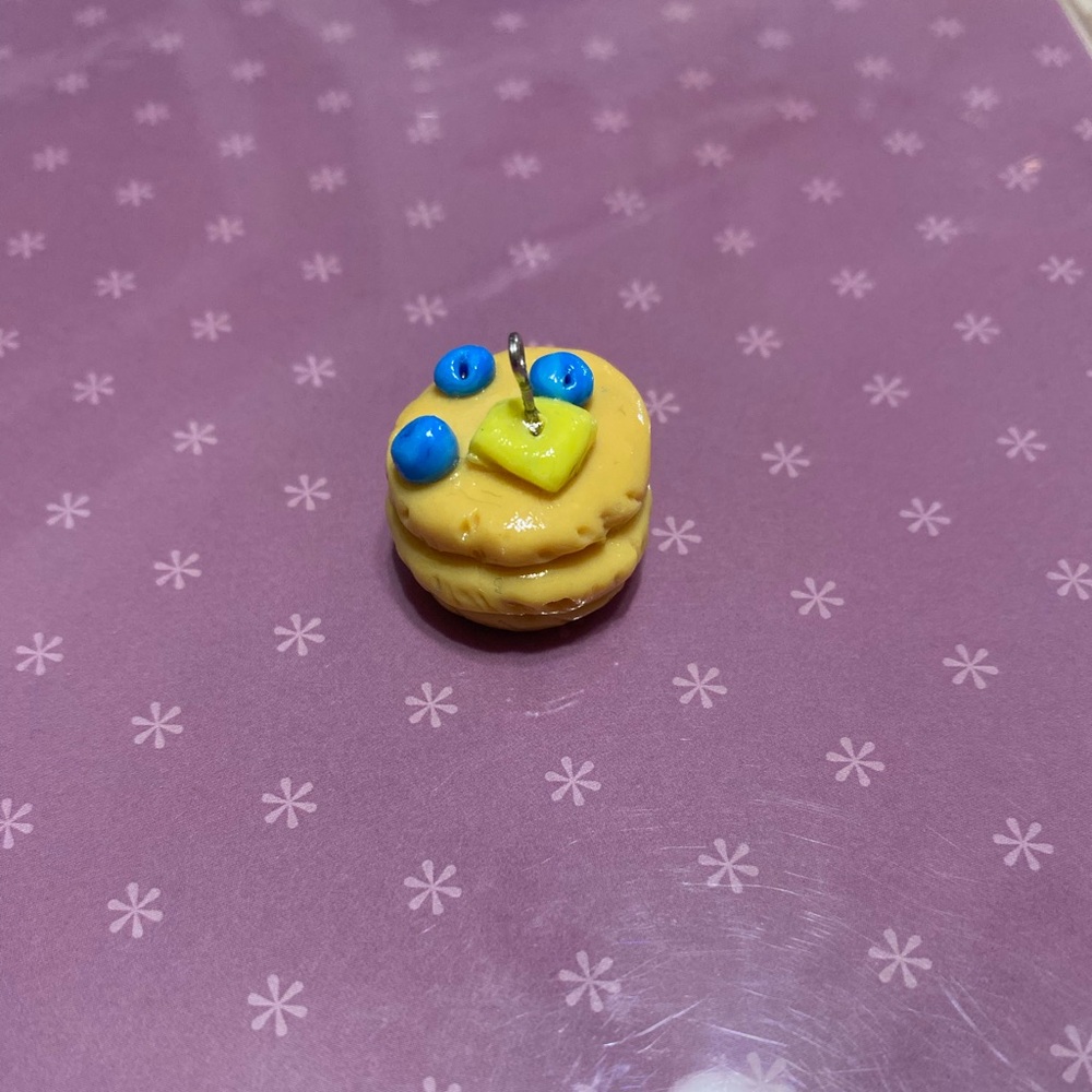 Clay Stack of blueberry pancakes keychain/charm